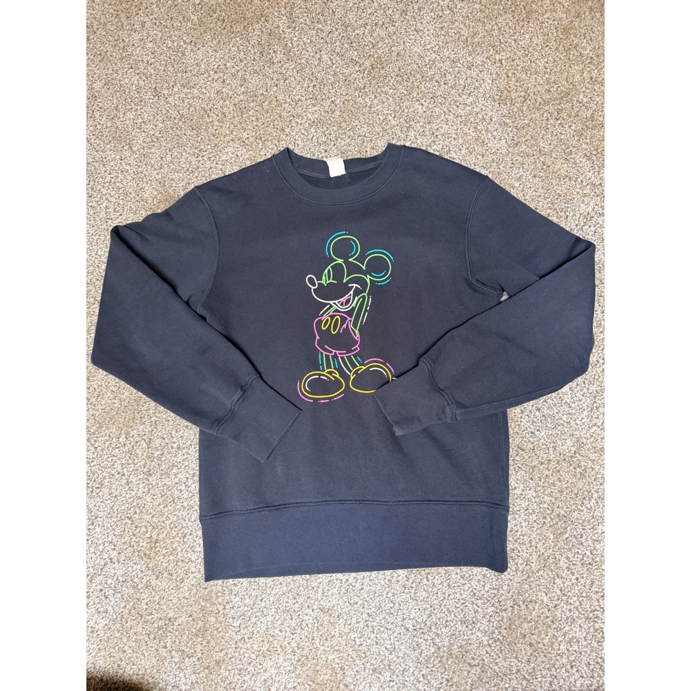 Uniqlo UT Disney Mickey Mouse Neon Graphic Sweatshirt Black XS 414344
